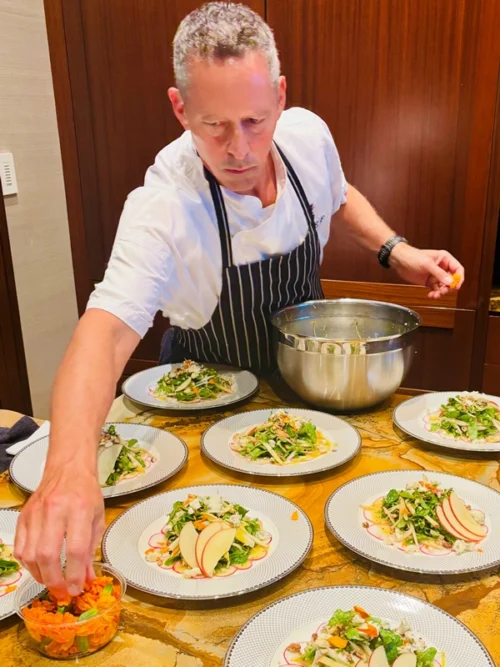 Maui private chef plating a luxury vacation dinner.